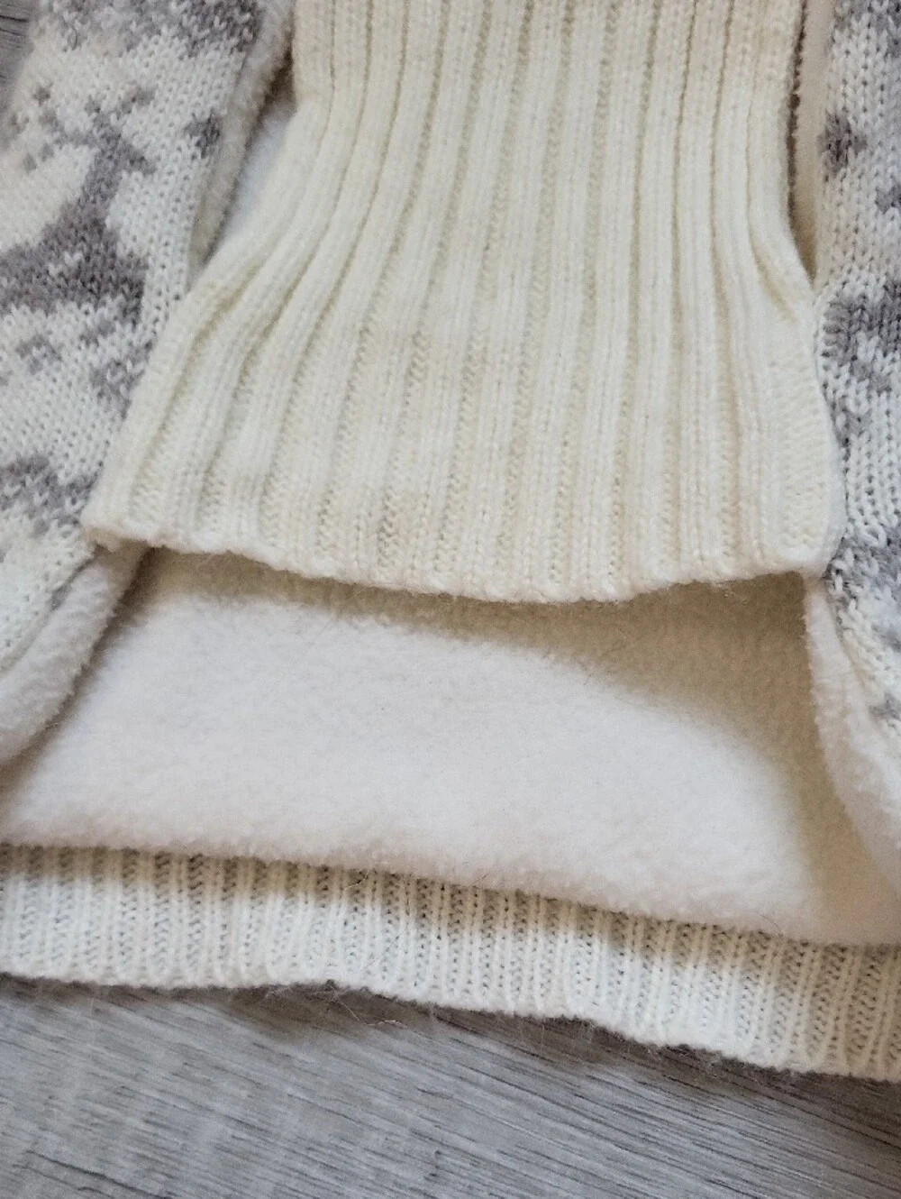 Cream Reindeer Knit Dog Hoodie with Antler Accent
